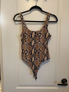 Revamped Girls Snake-Print One-Piece Bodysuit - Tan Black Cream